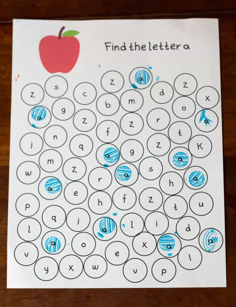 Find the letter A apple activity